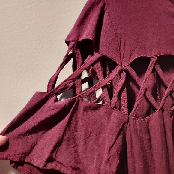 Torrid Burgundy/Purple Mini Challis Trapeze Dress in Size 1 - Picture 5 of 9